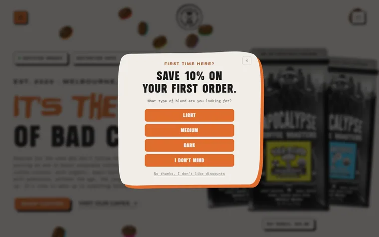 Apocalypsecoffee homepage