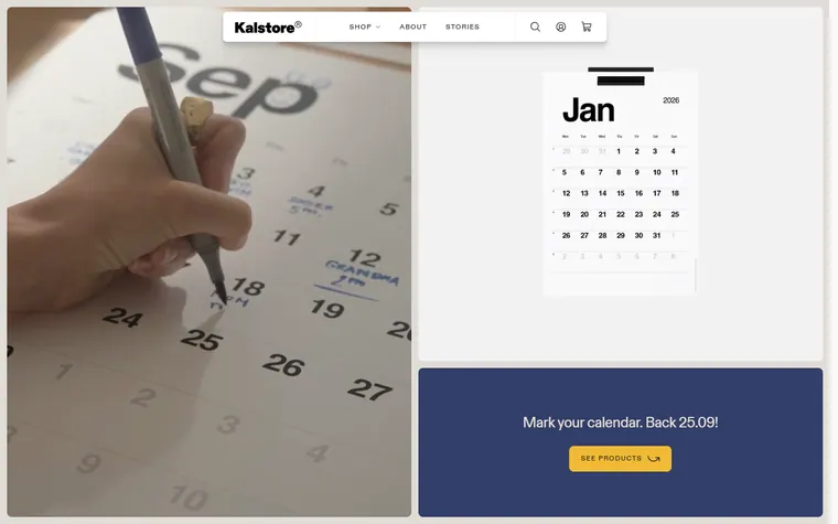 Kal Store homepage