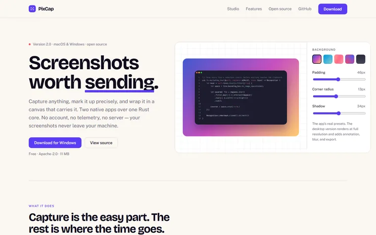 Pixcap homepage