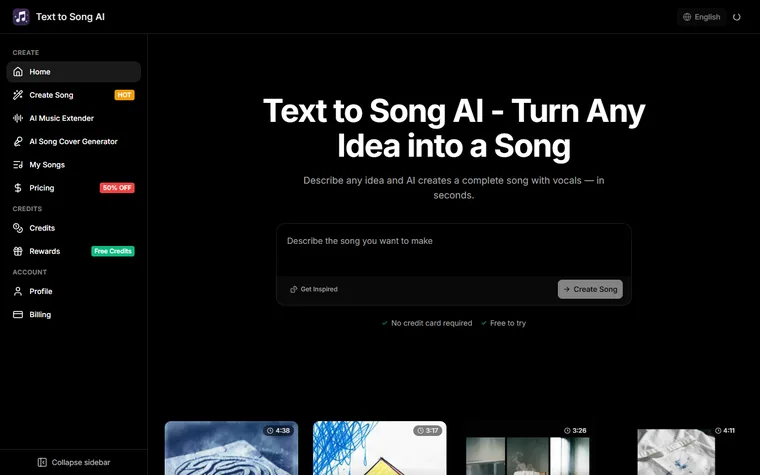 Texttosong homepage