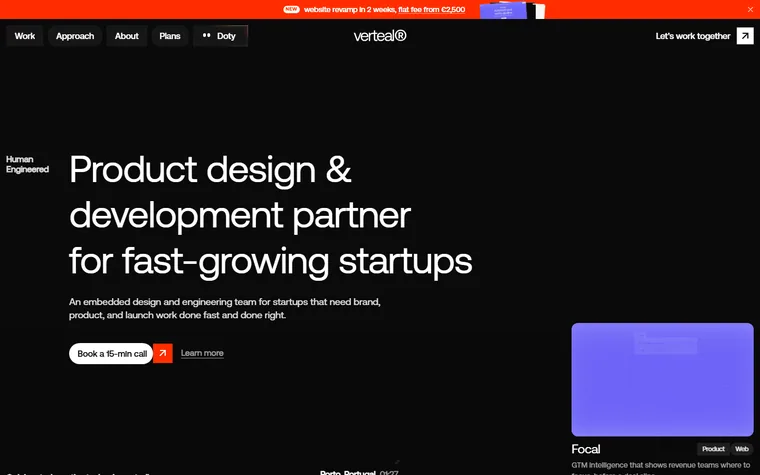 Verteal homepage