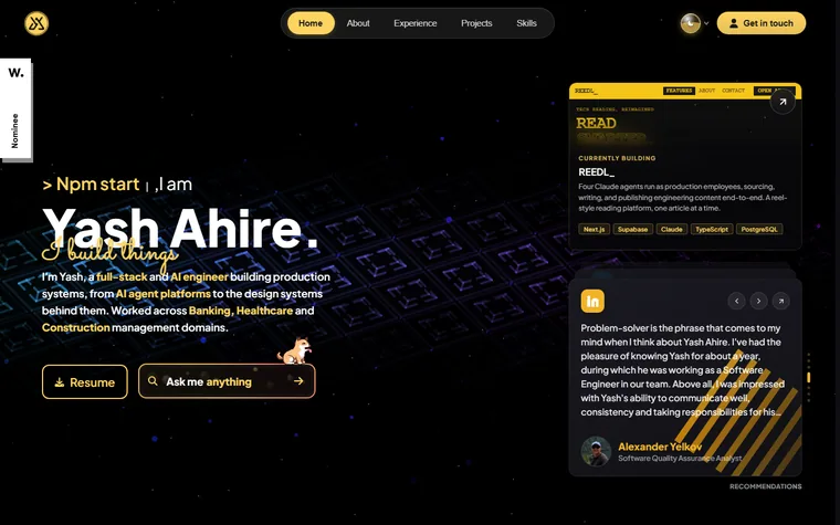 Yashahire homepage