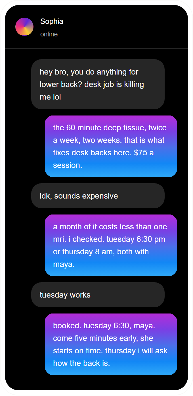 Real Instagram conversation with the agent, in English